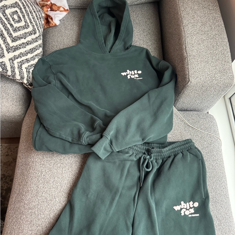 White Fox Boutique Green Hoodie and Sweatpants Set